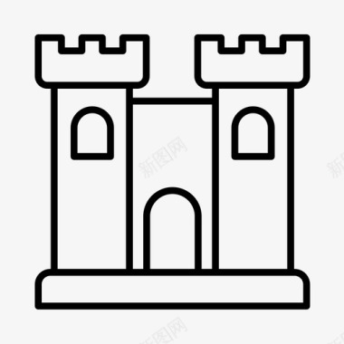 城堡儿童中世纪图标图标