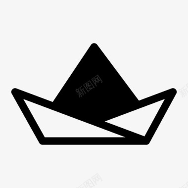 折纸船漂浮纸图标图标