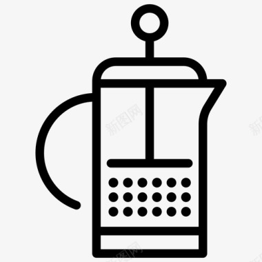 法式法式压榨机咖啡因咖啡图标图标