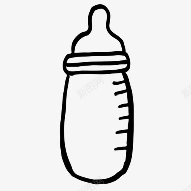 手拉手的小孩婴儿奶瓶小孩素描图标图标