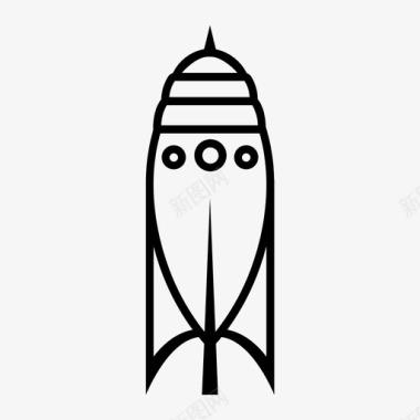 复古火箭飞行太空图标图标