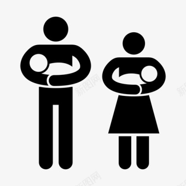 父母抱着孩子婴儿双胞胎图标图标