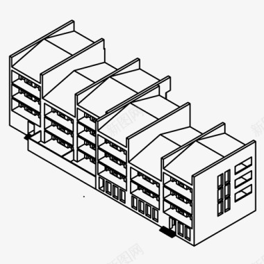 简易画作城市公寓公寓住宅图标图标