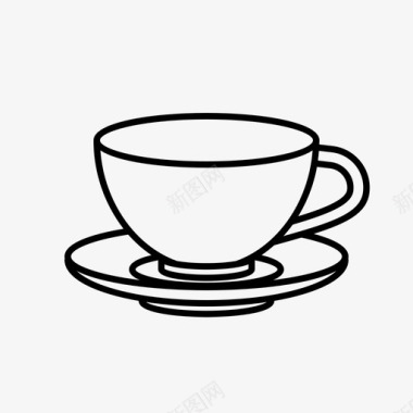 茶杯有碟饮料茶时间图标图标