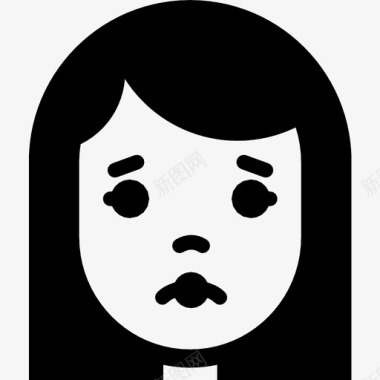 女孩伤心情绪脸图标图标