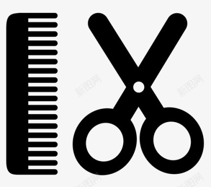 理发师梳子剪刀图标图标