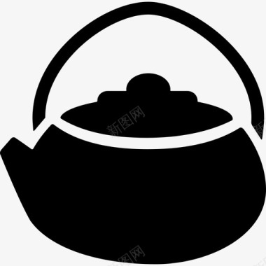 日本茶壶食物日本文化图标图标