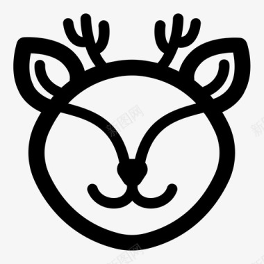 鹿圣诞节鹿脸图标图标