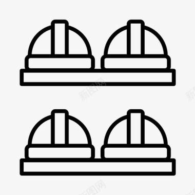 工人标志安全帽建筑工人工作设备图标图标