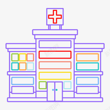古城建筑免扣医院建筑护理图标图标