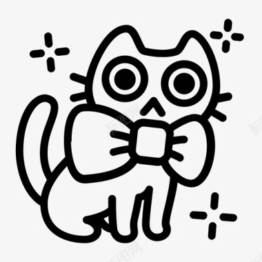 领结印花领结猫可爱图标图标