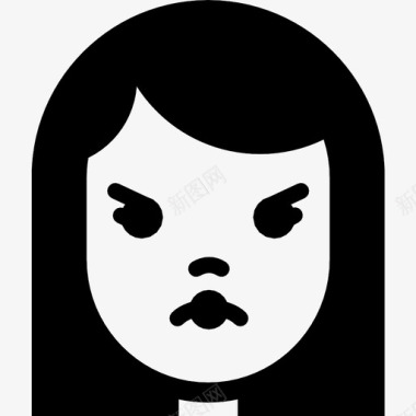 女孩生气情绪脸图标图标