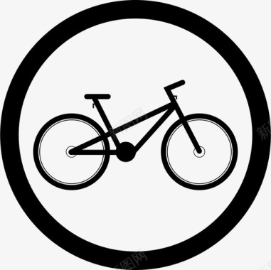 红色警告自行车交通自行车路标图标图标