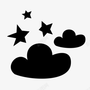 多云天空多云的夜晚天空星星图标图标