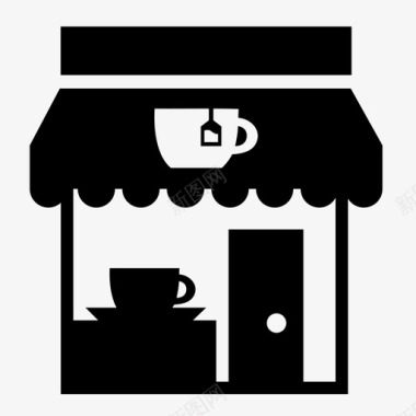 咖啡厅零售商商店图标图标