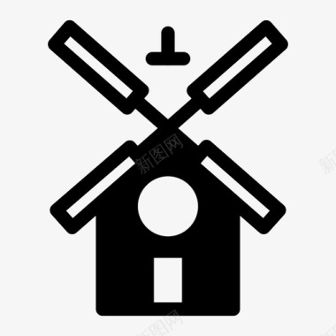 风能风车阿姆斯特丹建筑图标图标