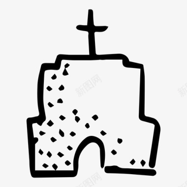 教堂基督教涂鸦图标图标