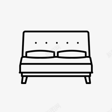 现代双人床卧室夜间图标图标
