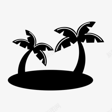 岛荒岛棕榈树图标图标
