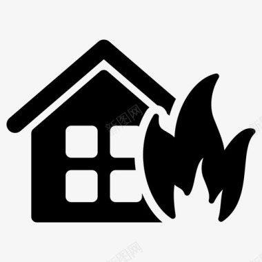 燃烧的房屋建筑物房地产5图标图标