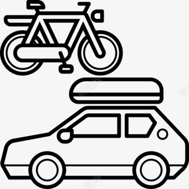 汽车和自行车自行车购物类图标图标