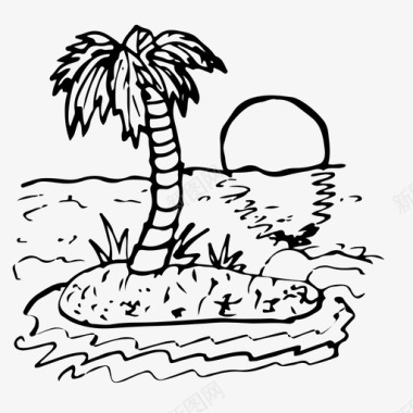 岛屿海洋棕榈树图标图标