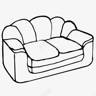 沙发软垫家具手绘图标图标