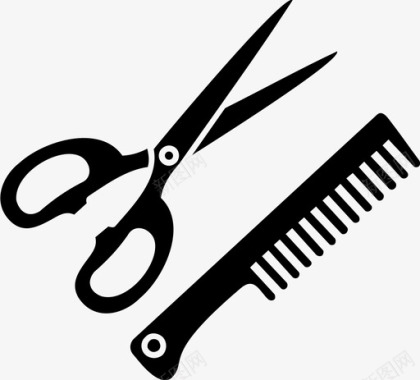 梳子和剪刀理发师理发工具图标图标