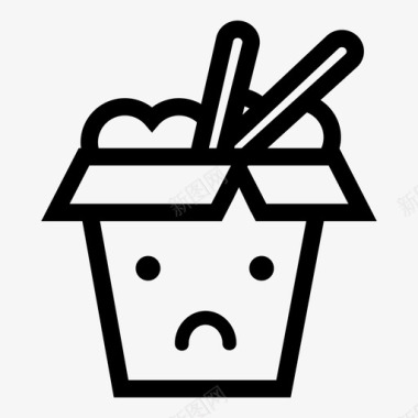 筷子夹食物伤心的中国外卖盒子筷子图标图标
