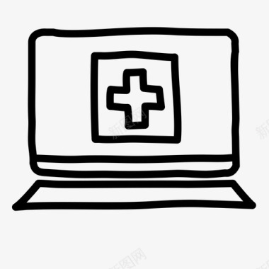 医疗援助医用笔记本电脑健康医院图标图标