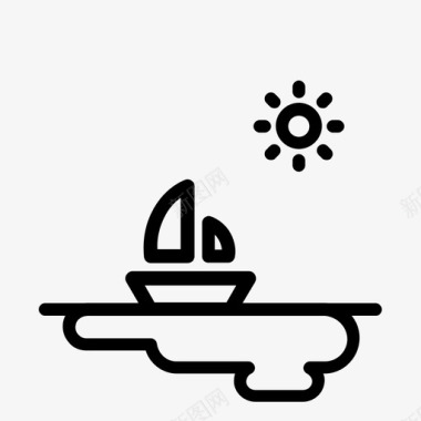 阳光海洋帆船湖泊山水自然图标图标