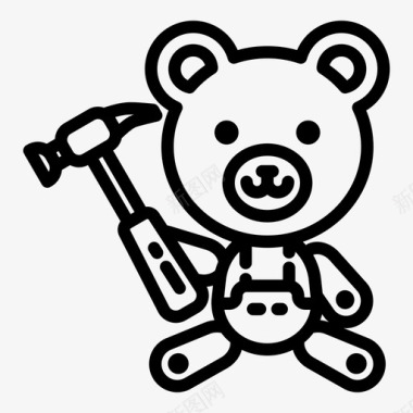 熊建筑工人玩具熊图标图标