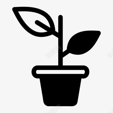 盆栽天然花瓶图标图标