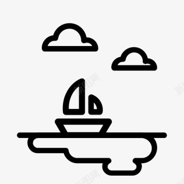 云彩海上帆船云彩湖泊图标图标