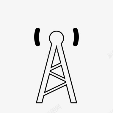 黄色信号塔网络低信号网络塔图标图标