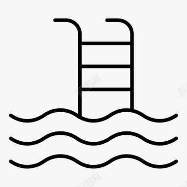 海边度假短裤游泳池海边楼梯图标图标