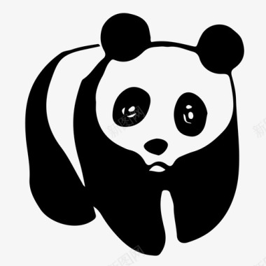 熊猫动物手绘图标图标