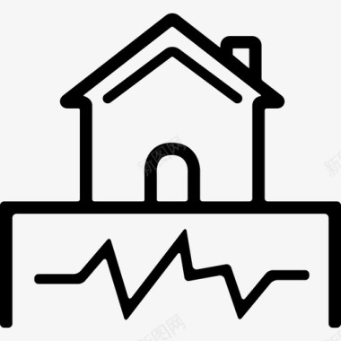 地震与房屋建筑物不良现象图标图标