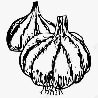 大蒜食品手绘图标图标