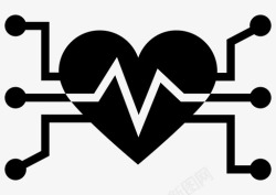 心脏监护仪人工智能与健康心脏监护仪医疗诊断图标高清图片