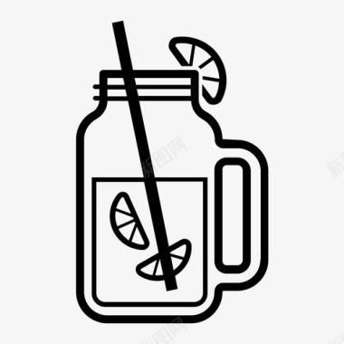 梅森罐饮料玻璃石灰图标图标