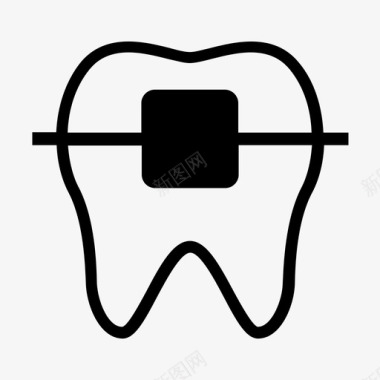 带牙套的牙齿牙齿正畸图标图标