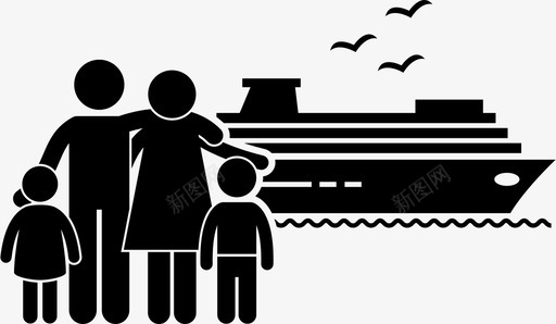 一家人一家人在游轮上度假乘船图标图标