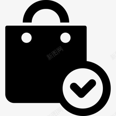 方格购物袋商业电子商务象形图图标图标