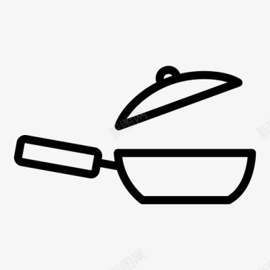 带盖平底锅厨师煎锅图标图标