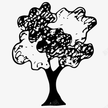 树手绘自然图标图标