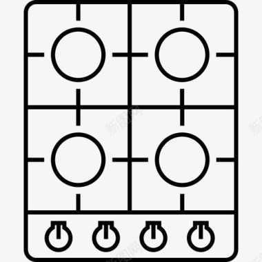 煤气厨房炉灶厨师烹饪图标图标