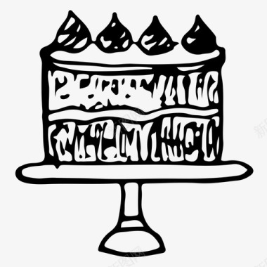 蛋糕食物手绘图标图标