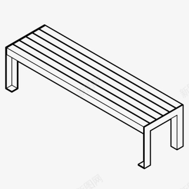公园喷泉长凳城市家具公园图标图标