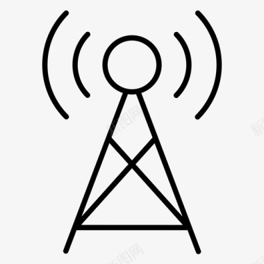 黄色信号塔无线塔天线信号图标图标